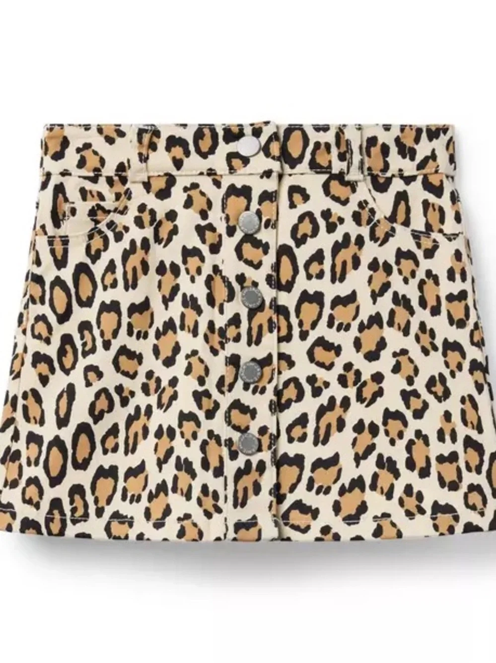 Janie and Jack Leopard Print Button-Front Skirt - Tan/Cream/Black